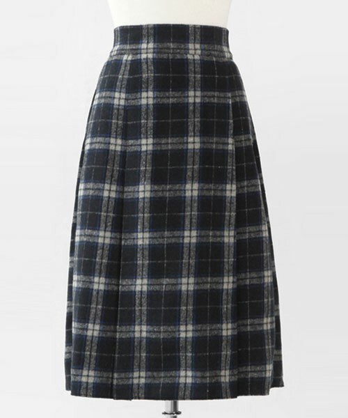 DHOLIC(ディーホリック)の「チェックパターンミディスカート(スカート・レディース・ネイビートーン/ブラウントーン・free)」の1枚目の写真