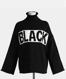 DHOLIC | BLACKロゴタートルニット(ニット/セーター)
