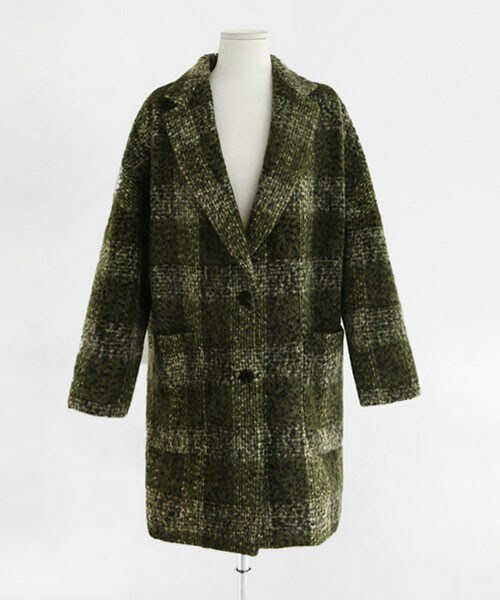 DHOLIC(ディーホリック)の「ぼかしチェックシングルコート(その他アウター・レディース・ベージュ/カーキ/オレンジ・free/free)」の2枚目の写真