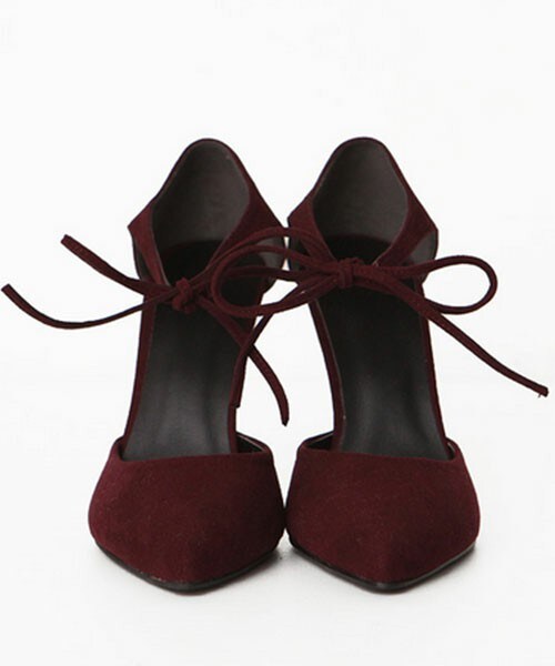 DHOLIC(ディーホリック)の「スエード調リボンポインテッドトゥヒール(パンプス・レディース・ブラック/ダークオレンジ/ワイン・225/230/235/240/245/250)」の2枚目の写真