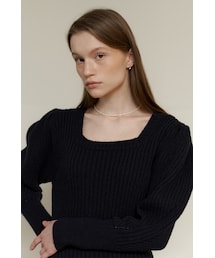 AMONG（アマング）の「[22FW] A RIBBED SQUARE NECK KNIT DRESS_NAVY（その他）」