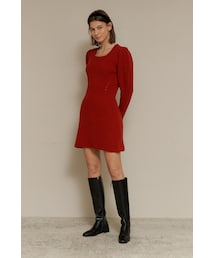 AMONG（アマング）の「[22FW] A RIBBED SQUARE NECK KNIT DRESS_RED（その他）」
