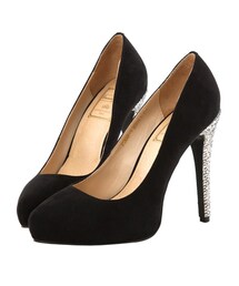 gracegift | 細緻絨布尖頭水鑽高跟鞋(シューズ)