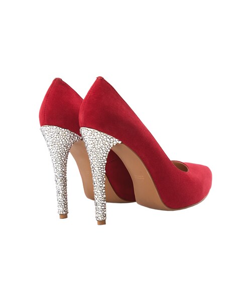 gracegift（グレースギフト）の「細緻絨布尖頭水鑽高跟鞋（シューズ・レディース・正紅/深藍/粉紅/黑/杏色・35/36/37/38/39/40/41）」の4枚目の写真