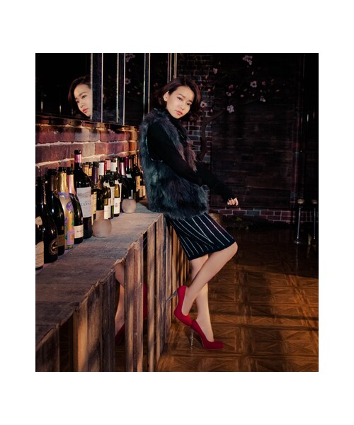 gracegift（グレースギフト）の「細緻絨布尖頭水鑽高跟鞋（シューズ・レディース・正紅/深藍/粉紅/黑/杏色・35/36/37/38/39/40/41）」の7枚目の写真