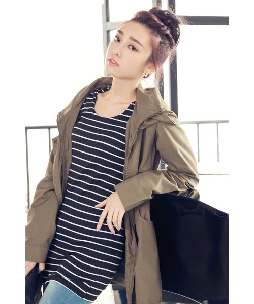 ORENDA（オレンダ）の「MIT舒棉細條好搭圓領長版T（トップス・レディース・黑白條/灰白條・XL/F）」の11枚目の写真