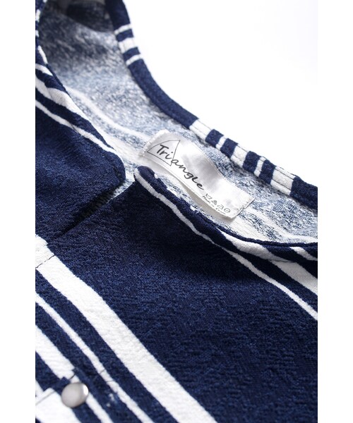 ORENDA（オレンダ）の「粗細條紋雙口袋簡約上衣（トップス・レディース・藍・F）」の10枚目の写真
