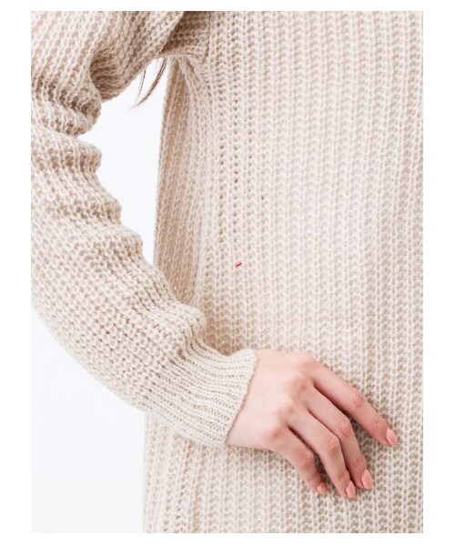 E hyphen world gallery（イーハイフンワールドギャラリー）の「ふわオフタートル畦編みニットワンピース（ワンピース・レディース・アイボリー/杢グレー/ボルドー/ベージュ/ネイビー・F）」の11枚目の写真
