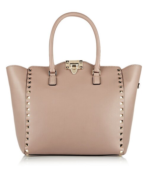 VALENTINO(ヴァレンティノ)の「Valentino The Rockstud medium leather trapeze bag(トートバッグ・レディース・Brown)」の1枚目の写真