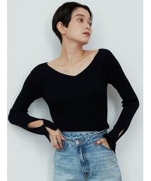 LAGUNAMOON | スリーブカットアウトリブニットプルオーバー(ニット/セーター)