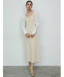 LAGUNAMOON | タックスリーブスクエアニットワンピース(ワンピース)