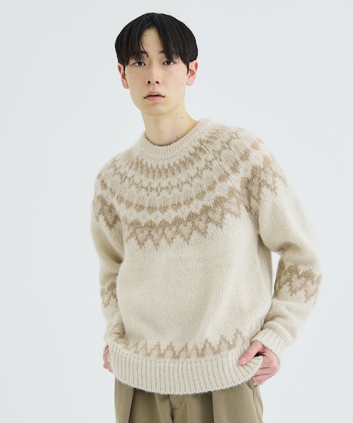 BATONER（バトナー）の「MOHAIR NORDIC CREW NECK（ニット/セーター・メンズ・NAT/IVR/BLK・1/2/3）」の2枚目の写真