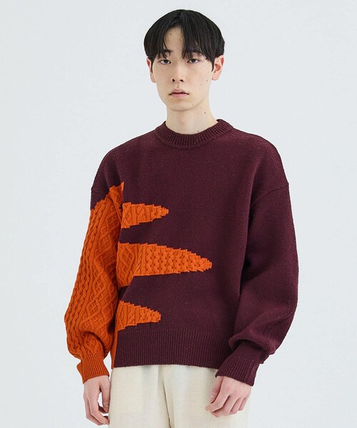 WRAPINKNOT（ラッピンノット）の「<別注>POTTERY IMAGE KNIT（ニット/セーター・メンズ・O.WHT/ORG・2/3）」の2枚目の写真