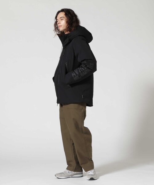 AVIREX ブラック ダウンジャケット フード付き AVIREX（アヴィレックス）の「【直営店限定】STRETCH HOOD DOWN JACKET