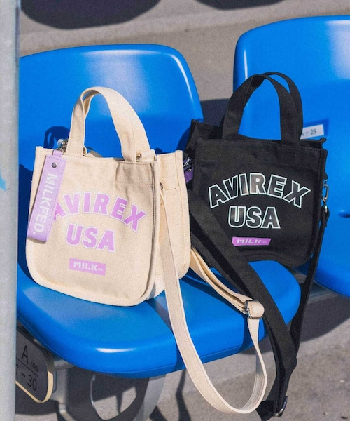 AVIREX（アヴィレックス）の「≪MILKFED.×AVIREX≫MINI TOTE BAG/ ミニトートバッグ（バッグ・ブラック/オフホワイト・F）」の2枚目の写真