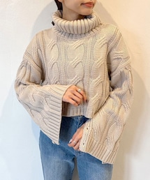 OLIVE des OLIVE | 袖スリットケーブルニット(ニット/セーター)