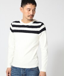 GLOBAL WORK | 【WEB限定先行予約】ニットキリカエボーダーT2(トップス)