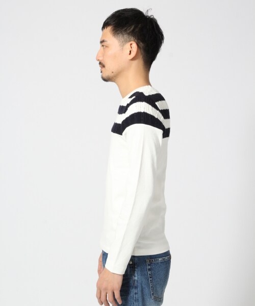 GLOBAL WORK（グローバルワーク）の「【WEB限定先行予約】ニットキリカエボーダーＴ２（トップス・メンズ・ホワイト06/グレー16/ネイビー87・Ｓ/Ｍ/Ｌ）」の7枚目の写真