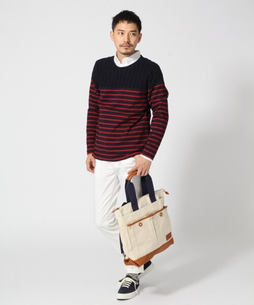 GLOBAL WORK（グローバルワーク）の「【WEB限定先行予約】ニットキリカエボーダーＴ２（トップス・メンズ・ホワイト06/グレー16/ネイビー87・Ｓ/Ｍ/Ｌ）」の6枚目の写真