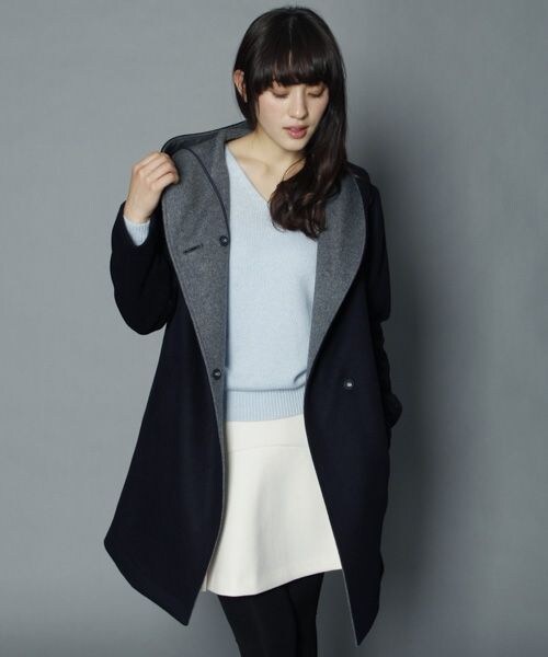 BABYLONE（バビロン）の「ＷＦダブルフェイスコート（ジャケット/アウター・レディース・ｸﾞﾚｰ/ﾈｲﾋﾞｰ・38）」の2枚目の写真