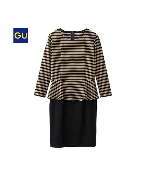 Gu ジーユー の Gu ペプラムワンピース ボーダー ７分袖 ワンピース ドレス Wear