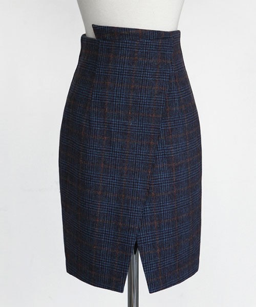 DHOLIC（ディーホリック）の「フロントスリットチェックミディスカート（スカート・レディース・ブラックグレー/グレー/ブルー・S/M）」の3枚目の写真