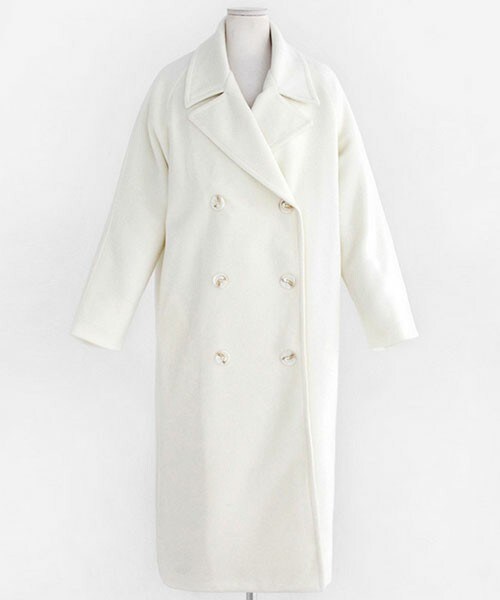 DHOLIC（ディーホリック）の「ダブルボタンロングオーバーコート（ピーコート・レディース・ダークベージュ/ホワイトアイボリー/ブラック/ダークグレー・free/ｆree）」の2枚目の写真