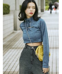 jouetie（ジュエティ）の「レースアップクロップドトップス（Tシャツ/カットソー）」