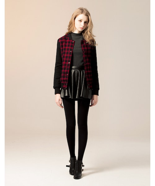 LOVFEE（ラッフィ）の「La petite 英倫蘇格蘭紋夾克外套（ジャケット/アウター・レディース・黑灰/黑紅・S/M/L）」の7枚目の写真