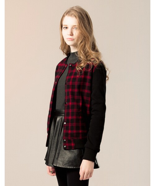 LOVFEE（ラッフィ）の「La petite 英倫蘇格蘭紋夾克外套（ジャケット/アウター・レディース・黑灰/黑紅・S/M/L）」の8枚目の写真