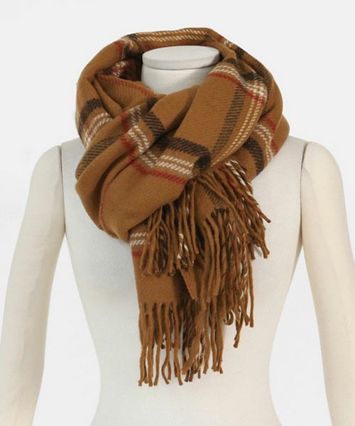 DHOLIC（ディーホリック）の「チェック柄マフラー（マフラー・レディース・ブラック/ブラウン/グレーベージュ・one）」の2枚目の写真