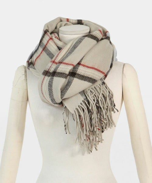 DHOLIC（ディーホリック）の「チェック柄マフラー（マフラー・レディース・ブラック/ブラウン/グレーベージュ・one）」の3枚目の写真