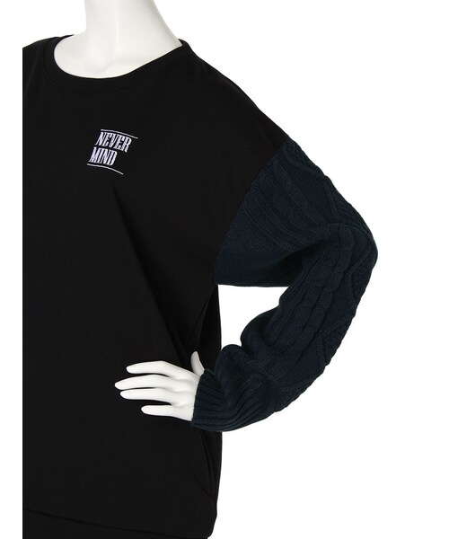 jouetie（ジュエティ）の「袖ニットロゴ刺繍PO（トップス・レディース・オフホワイト/グレー/ブラック・M）」の8枚目の写真