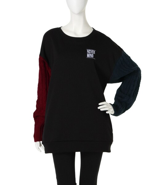 jouetie（ジュエティ）の「袖ニットロゴ刺繍PO（トップス・レディース・オフホワイト/グレー/ブラック・M）」の4枚目の写真