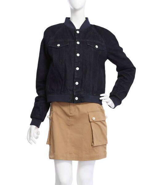 jouetie（ジュエティ）の「デニムスタジャン（ジャケット/アウター・レディース・オフホワイト/ブラック/インディゴ・M）」の5枚目の写真