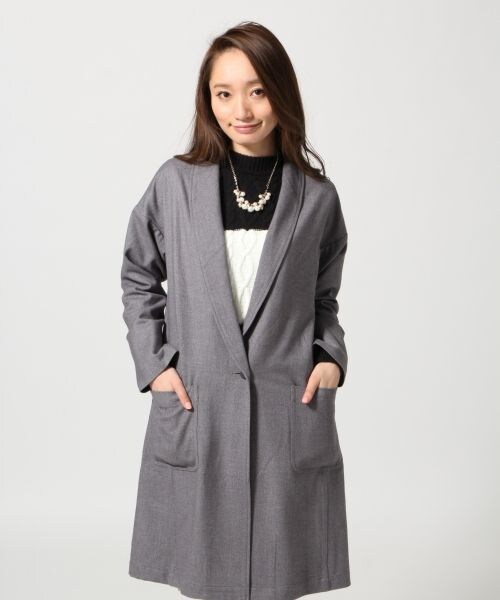 HARE（ハレ）の「【先行予約】ツイルキモウガウンコート（ジャケット/アウター・レディース・ブラック/グレー・FREE）」の3枚目の写真