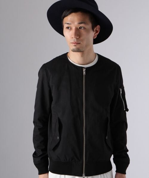 HARE(ハレ)の「【先行予約】ノーカラーMA-1(ジャケット/アウター・メンズ・オフホワイト/ブラック/ネイビー・S/M/L)」の4枚目の写真