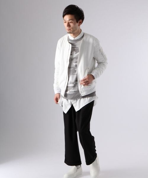 HARE(ハレ)の「【先行予約】ノーカラーMA-1(ジャケット/アウター・メンズ・オフホワイト/ブラック/ネイビー・S/M/L)」の17枚目の写真