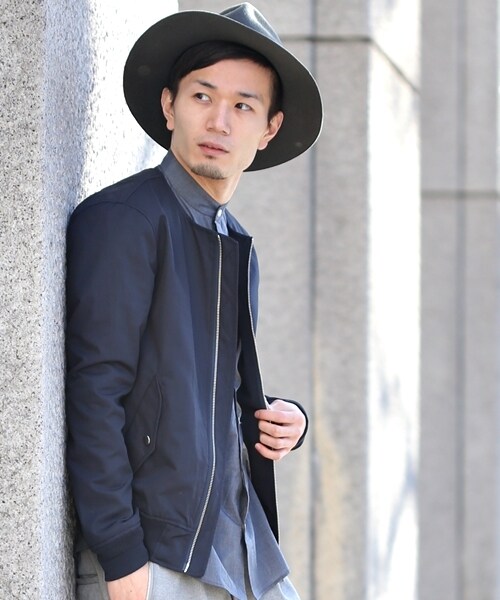 HARE(ハレ)の「【先行予約】ノーカラーMA-1(ジャケット/アウター・メンズ・オフホワイト/ブラック/ネイビー・S/M/L)」の3枚目の写真