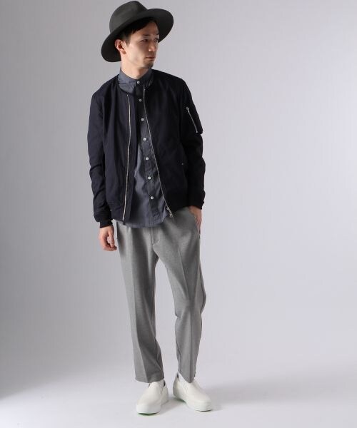 HARE(ハレ)の「【先行予約】ノーカラーMA-1(ジャケット/アウター・メンズ・オフホワイト/ブラック/ネイビー・S/M/L)」の19枚目の写真