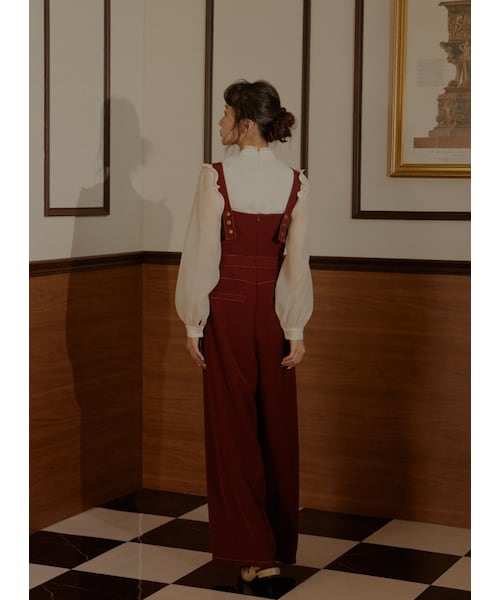 Marjorie（マージョリー）の「波光瀲豔，平塔克小立領荷葉拼接上衣（トップス・レディース・米白/淺薄荷・S/M）」の6枚目の写真