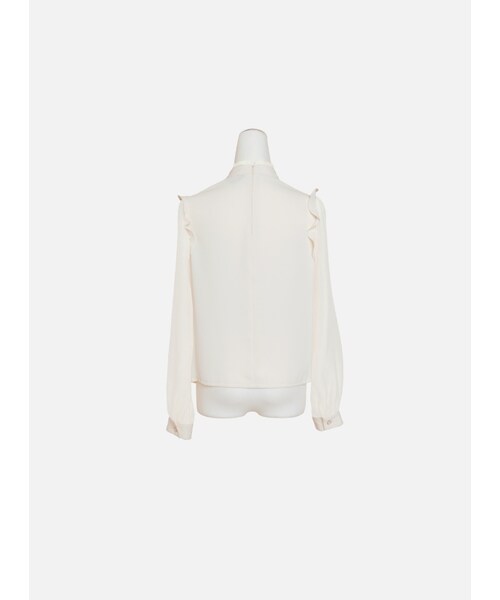 Marjorie（マージョリー）の「波光瀲豔，平塔克小立領荷葉拼接上衣（トップス・レディース・米白/淺薄荷・S/M）」の8枚目の写真