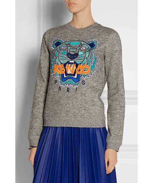 KENZO(ケンゾー)の「KENZO Tiger embroidered cotton-jersey sweatshirt(スウェット・レディース・Gray・x small/small/medium/large/x large)」の5枚目の写真