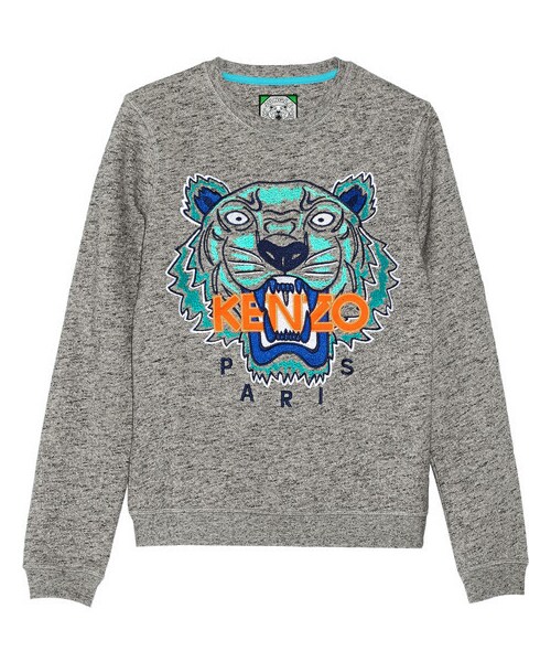 KENZO(ケンゾー)の「KENZO Tiger embroidered cotton-jersey sweatshirt(スウェット・レディース・Gray・x small/small/medium/large/x large)」の1枚目の写真