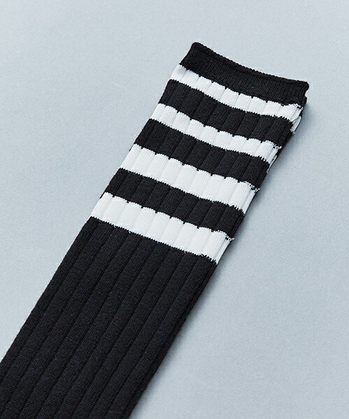 603（ロクマルサン）の「603 ラインハイソックス（ソックス/靴下・メンズ・オフホワイト/ブラック/ネイビー・FREE）」の4枚目の写真