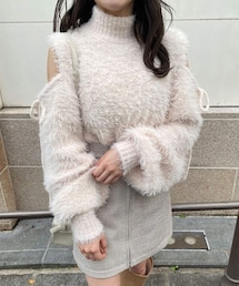 one after another NICE CLAUP | 【あざとシリーズ】肩あきフェザーニット(ニット/セーター)