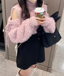 one after another NICE CLAUP | 【あざとシリーズ】肩あきフェザーニット(ニット/セーター)