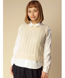 w closet | フェイクレイヤーケーブル編みニットベスト(トップス)