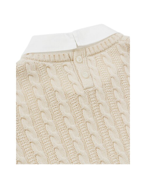 w closet（ダブルクローゼット）の「フェイクレイヤーケーブル編みニットベスト（トップス・レディース・アイボリー/ネイビー・FREE）」の11枚目の写真