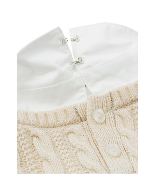 w closet（ダブルクローゼット）の「フェイクレイヤーケーブル編みニットベスト（トップス・レディース・アイボリー/ネイビー・FREE）」の12枚目の写真